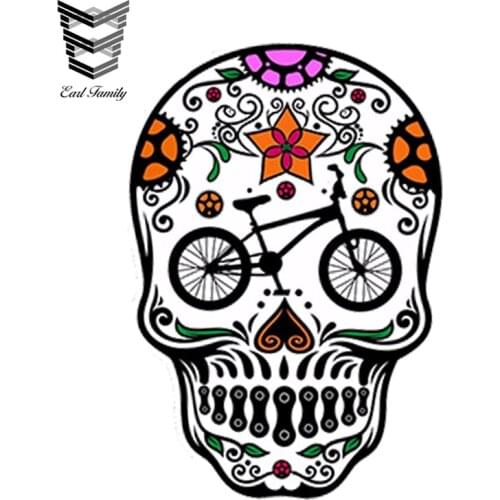 EARLFAMILY Car Stickers Flame Skull Vinyl Window Graphic Car Styling Decal Biker Motorcycle HD Waterproof Doors Car Accessories