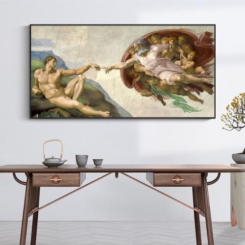 The Creation Of Adam By Michelangelo Canvas Paintings On the Wall Art Posters And Prints Famous Art Pictures For Living Room