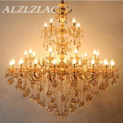 Zinc Alloy Crystal Chandelier Lighting Moderne Indoor Led Lamp Gold Chandeliers For Living Room Decoration Hotel Lobby Villa