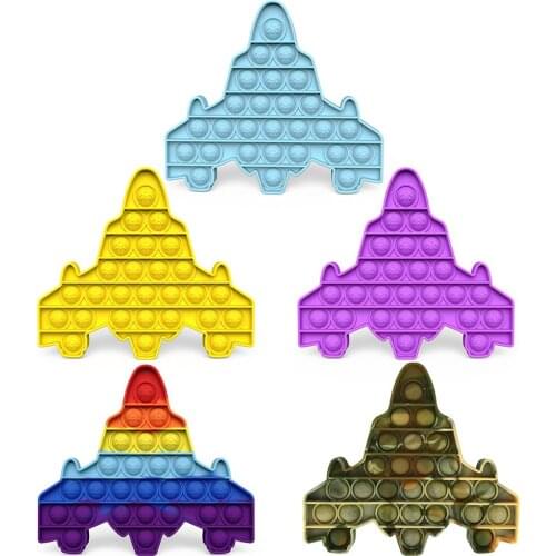 Aircraft Shape Anti Stress Toys Soft Fun Washable Kids Puzzle Autism Push Bubble Sensory Toy Cup Mat Squeeze Board Vent Toys