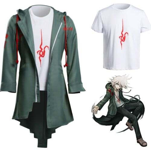 Super Danganronpa 2 Nagito Komaeda Cosplay Jacket T-shirt Sets Halloween Costumes for Women Men Adult Anime Clothes