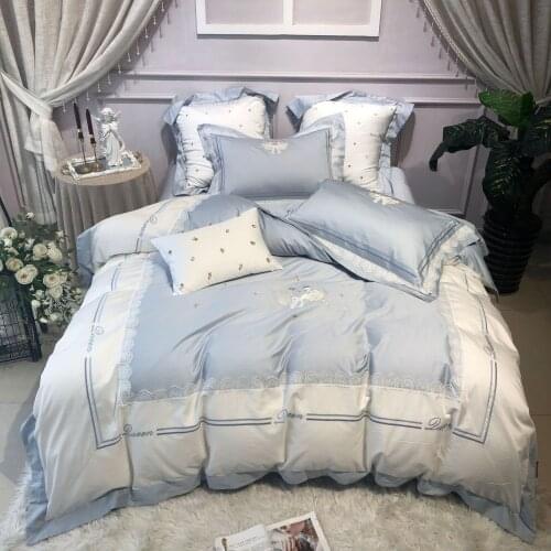 Princess Style Bedding Set, Lace, Egyptian Long-staple Cotton Four-piece Set, Cotton Embroidery Quilt Cover, Cotton Bedding