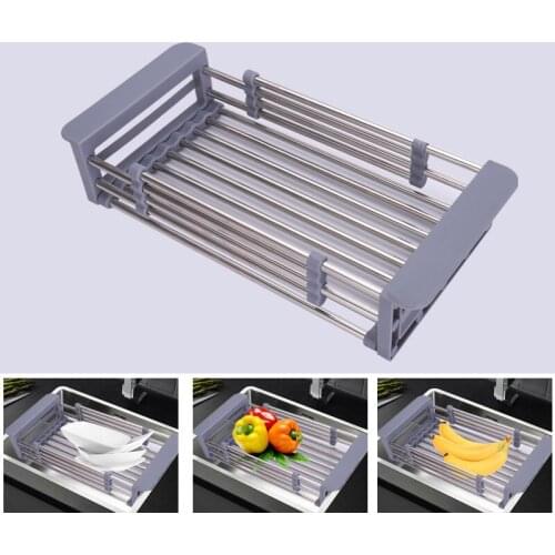 Kitchen supplies sink stainless steel telescopic drain rack kitchen tool adjustable drying rack kitchen drainage storage rack