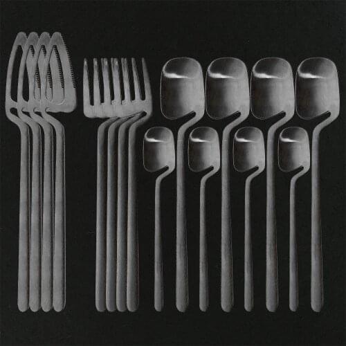 Matte Black Cutlery Set Knife Fork Tea Spoon Dinner Tableware Set 18/10 Stainless Steel Dinnerware Set Bar Party Silverware Set