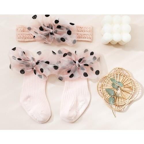 Newborn Baby Girl Cute Socks Set Non-slip Cotton Sock With Princess Hairband Hairpin Children Gift Infant Baby Clothes Accessory
