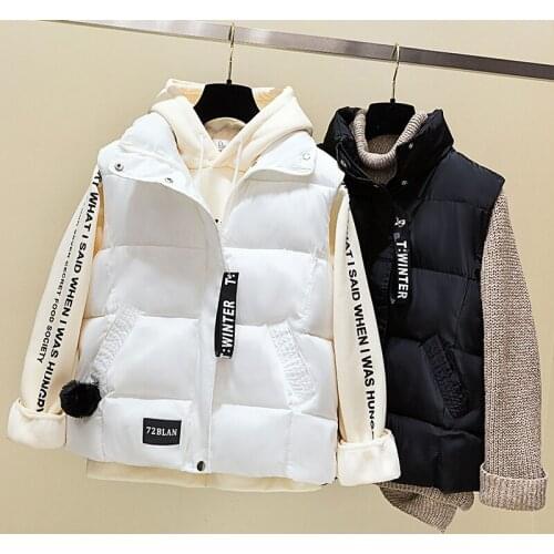 2020 New Solid Short Cotton Vest Women Collar Zipper Sleeveless Casual Winter Plus size Korean Version Female Outerwear 3XL Z574