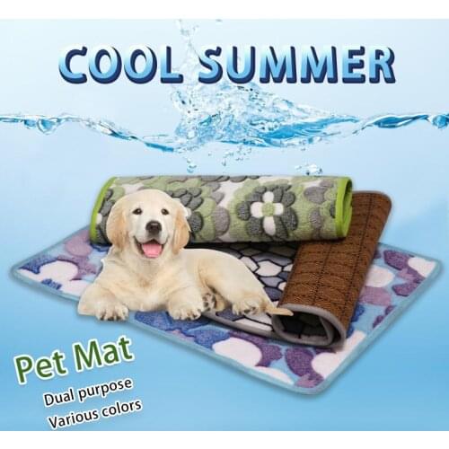 Dog Cooling Mat Pad Summer Dog Beds Mats Blue Pet Ice Pad Cool Cold Silk Moisture-Proof Cooler