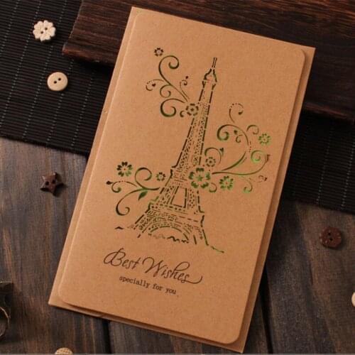 1pcs/pack Creative Greeting Card Retro Openwork Paper Thanksgiving Card Flower Birthday Card New Year Greeting Card envelope