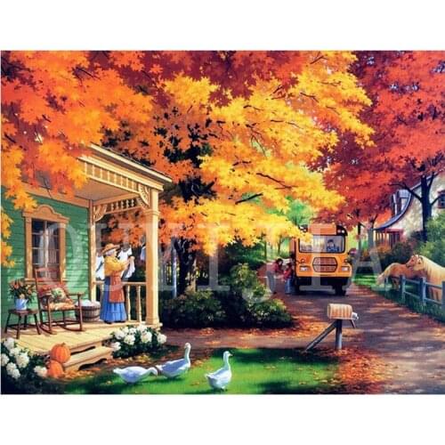 OUYIJIA5d DIY Diamond Painting Landscape House Full Square Round Rhinestone Embroidery Craft Home Decoration Painting