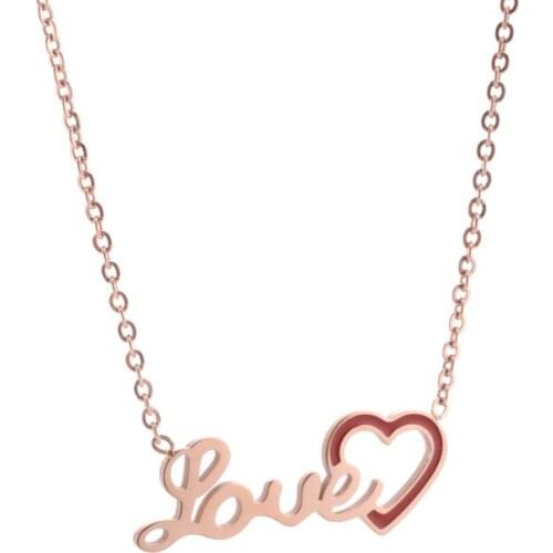 Love necklace women rose gold couple necklace heart pendant stainless steel fashion chain necklace jewelry on the neck wholesale