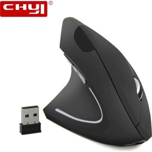 CHYI Wireless Left Hand Vertical Mouse Ergonomic 1600 DPI Adjustable Built-in Lithium Rechargeable with Aluminum Mice pad Kit PC