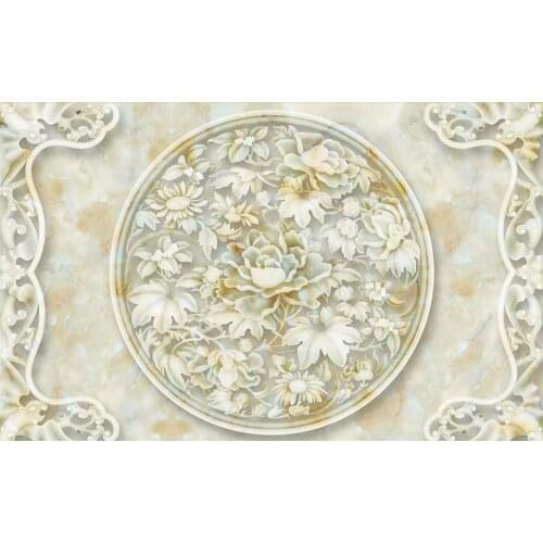 Peony marble relief custom 3d wallpaper murals 3d wallpaper flower Home Decoration 3d mural designs