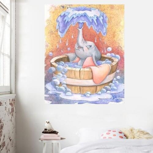 Full Dill Round Cute Elephant Diamond Painting Picture Of Rhinestone 5D DIY Diamond Embroidery Mosaic Animal Home Decor Gift