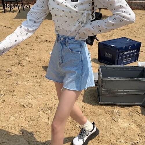 Shorts Womens 3 Colors Solid High Waist Basic Korean Style Streetwear Summer Simple Casual All-match Fashion Buttons Retro Soft