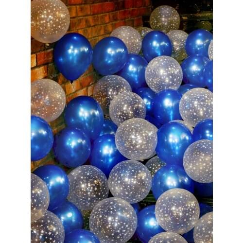 Decoration Scene Transparent Pearl 50pcs/lots Balloon Childrens Birthday Stars Balloon Party Dark Blue White Green Set Type
