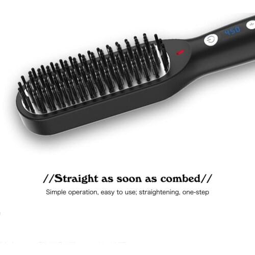 Enhanced Hair Straightener Heat Brush Ceramic Ionic Straightening Brush Hot Comb With Anti-scald Feature