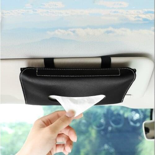 Universal Car Paper Storage Tissue Box Towel Organizer PU Leather Visor Type Tissue Holder Central Control Storage Bag Interior
