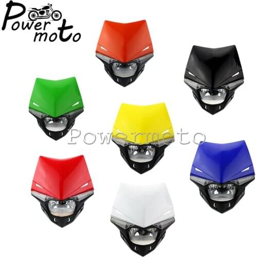 Colorful Motocross H4 Headlight Dirt Bike Enduro Headlamp Dual Light Universal For Kawasaki Suzuki Yamaha YZ250 WR450 YZ125 YZ80