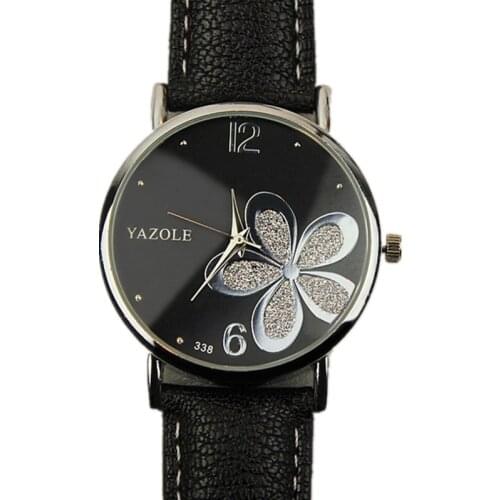 YAZOLE Wrist Watch Luxury Crystal Ladies Watch Women Watches Flower Womens Watches Leather Clock zegarek damski reloj mujer
