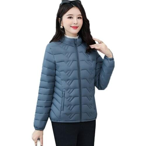 2020 Autumn Winter Jackets Womens Down Cotton Coat Short Stand-up Collar Large Size 5XL Thin And Light Warm Coats Female Tops