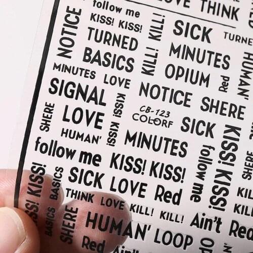 1 Sheet Letter 10 Patterns 3D Nail Sticker Gold Black Colors Nail Art Transfer Stickers Paper Nail Accessories 7.8*10.4cm,TY445