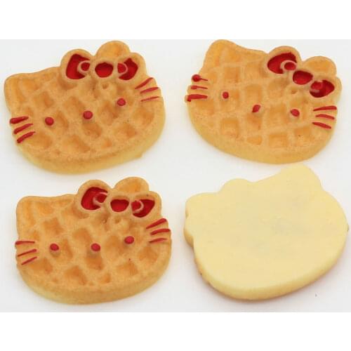 100/50pcs Kawaii Cat Shape Biscuits Resin Miniature Food Art Supply Flatback Cabochon DIY Craft Scrapbooking