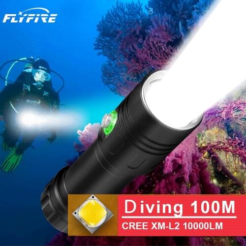 100M DIVING FLASHLIGHT LED TORCH UNDERWATER LAMP RECHARGEABLE CREE XM L2 18650 26650 FLASH LIGHT HUNTING WATERPROOF STRONG