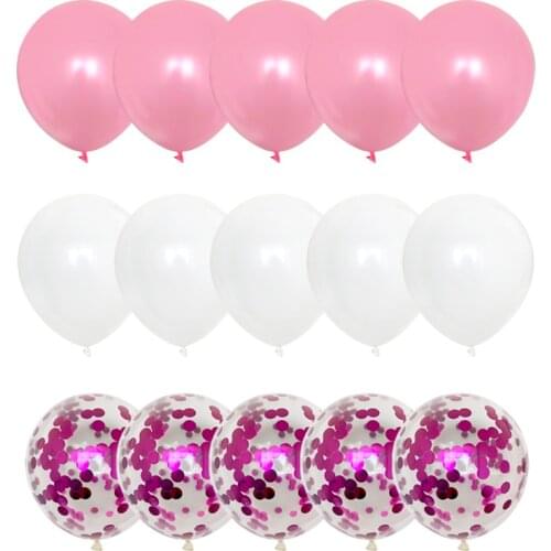 15pcs Pink White Purple Balloons confetti Set Chrome Balloon Wedding Anniversary Birthday party Decoration Kids Metallic Globos