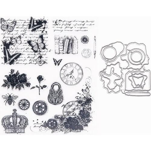 17x21.5cm butterfly key Transparent Seal Clear Stamps Cutting Dies Roller Stamps DIY Scrapbook Album / Card Production Easter