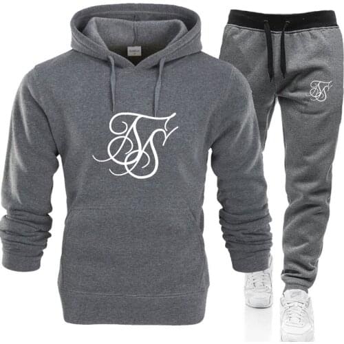 2021 SikSilk New Mens Womens Couple Fashion Hoodie + Sweatpants Suit Candy Color Pullover Spring Autumn Must-Have Hoodie+2