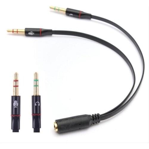 3.5mm Jack 2 Male to 1 Female Headphone Earphone Audio Cable Mic Splitter Adapter Connect Cord for Laptop Mobile Phones MP3 MP4