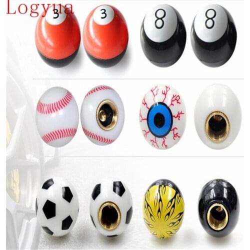 4pcs/lot Car Style Football Baseball Number 3 8 15 Ball Balling Eyeball Tire Tyre Air Valve Cap For No.8 Cars Truck Bike
