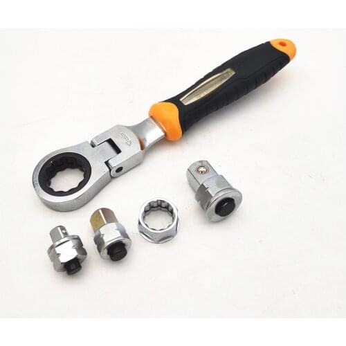 5PCS Ratchet Wrench Set Adjustable Wrench With 1/4in 3/8in 1/2in Socket Wrench Adapter Drive Socket Converter