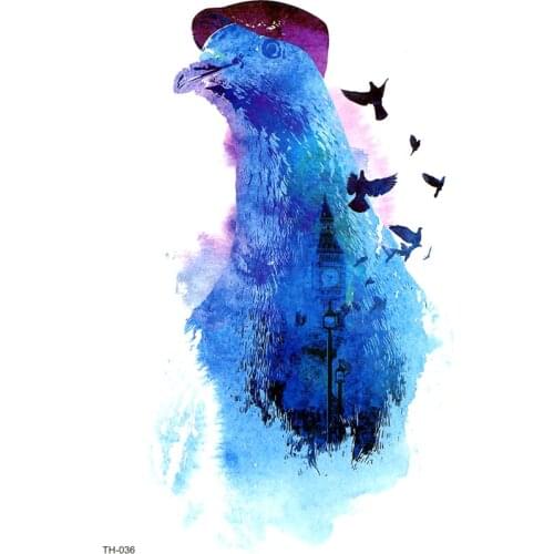 5pcs Blue Peace Dove Waterproof Temporary Tattoos Men Fake Tattoo Animals Tatoo Temporary stickers tatouage temporaire femme