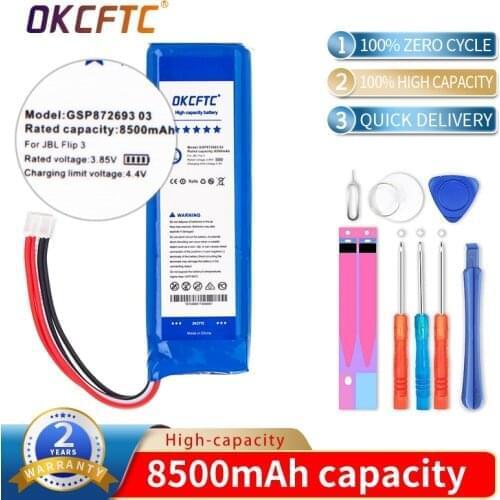 OKCFTC 8500mAh GSP872693 01 Speaker Battery for JBL Flip 4 Flip4 Special Edition for JBL Flip 3 Flip3 GRAY GSP872693 P763098 03