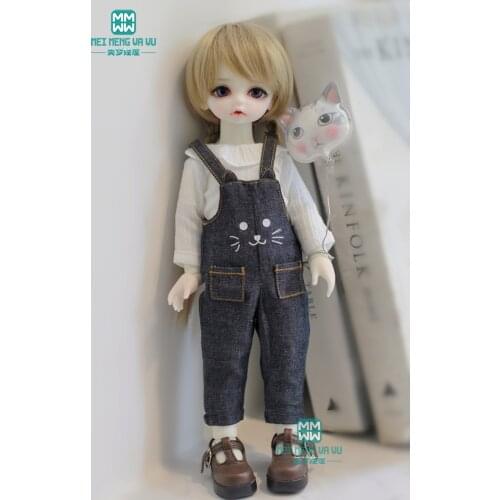 BJD accessories doll clothes for 1/6 BJD doll fashion White shirt cowboy strap trousers