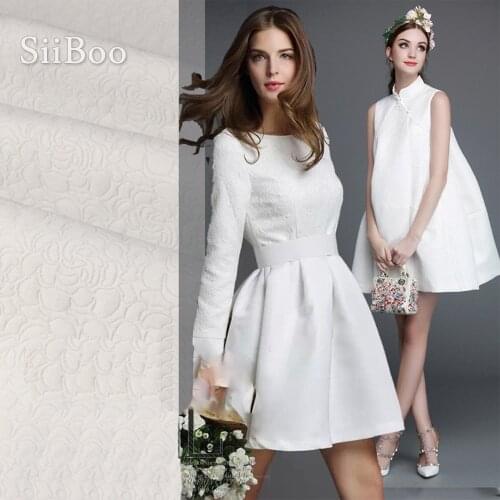 American style off white floral jacquard soft fabric for dress coat jacquard tissue for sew cloth tela tejido SP3256 FREE SHIP