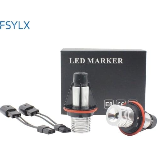 FSYLX car LED Marker Angel Eyes for BMW E39 xenon white led angel eye halo headlight FOR BMW E39 E53 E60 E61 E63 E64 E65 E66 E87
