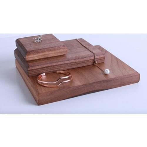 Wooden Walnut Stamps Block Bracelet Holders Jewelry Display Stands Cosmetics Organizer Ring Doll Sheet Pad Tray Case Customized