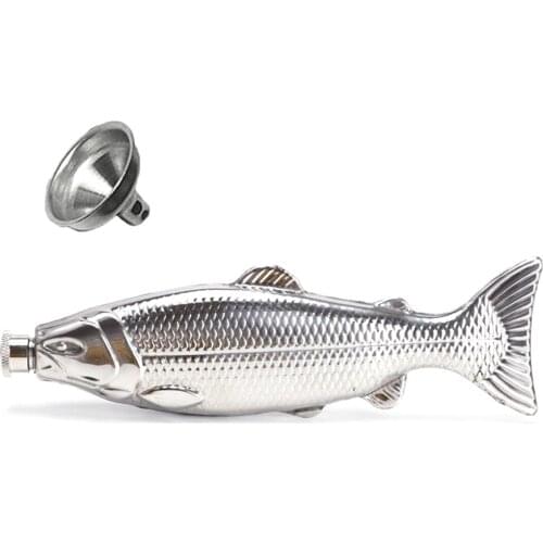Fish-Shape Hip Flask 5Oz Bottle Mini Pocket Flask Stainless Steel Party Drinkware for Outdoor