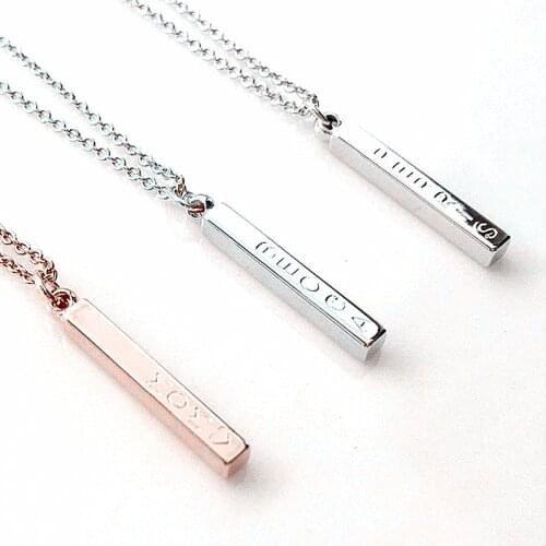Custom Vertical Name Necklace,Personalized Rose Gold Coordinate Pendant Necklace,Birthday Christmas Souvenir Necklace,Love Chain