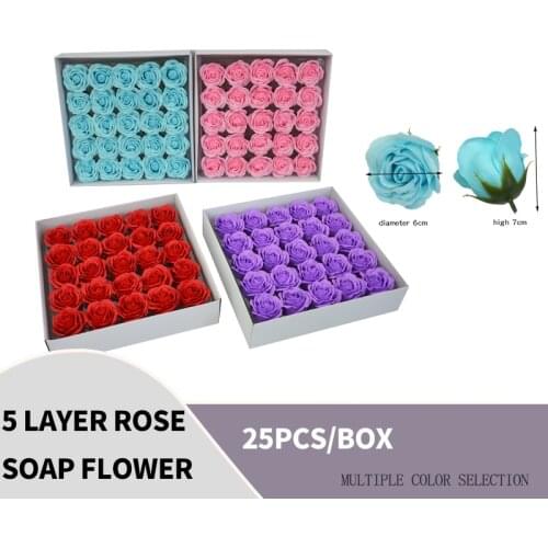 Artificial 6cm 5 Layer Soap Flower Rose Multi-Purpose Christmas Valentine Gift Home Decoration High Quality Flowers