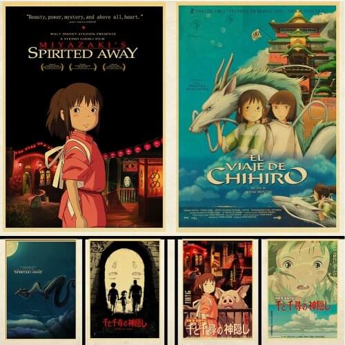 Miyazaki Hayao Collection Posters Anime Wall Stickers Home Decoration Totoro Spirited Away kraft Paper Prints