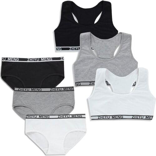 Teen Panties Girls Underwear Kit Bra Brief Set Undies Top Knickers for Teenager Lingerie Young Girls Undercloth Tank Pants