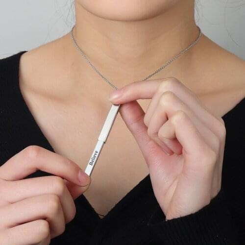 MYDIY Custom Name Hidden Pendants For Women Personalized Gold Color Stainless Steel Bar Necklace Engraved lover Valentines Gifts