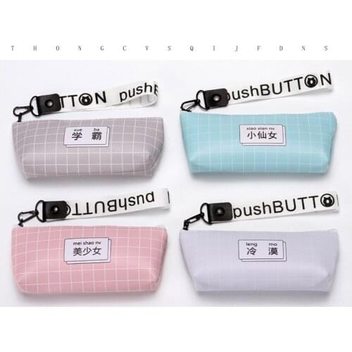 Cute Bag Creative Beautiful Girl Pencil Case Small Fresh Pink Plaid Stationery Bag Student Cute Little Fairy Pencil Case Purse
