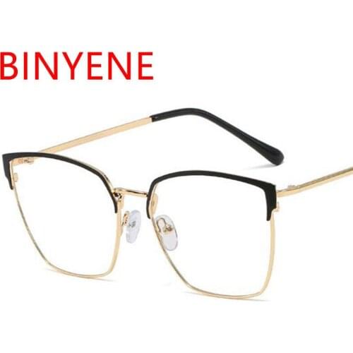 Fashion Square metal Transparent Glasses Frame Women New Eyewear Big Frames UV400 Clear Lens Optical Spectacles