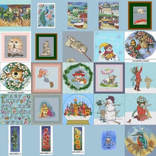 Blue handmade small cabinet patterns Counted Cross Stitch 11CT 14CT 18CT sky blue Cross Stitch Kit Embroidery Needlework Sets