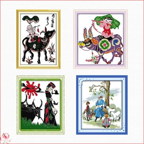 Cowboy Series Cross Stitch Kits 11ct 14ct Counted Printing Patterns Canvas Shepherd Embroidery Kit DIY Needlework Home Deco