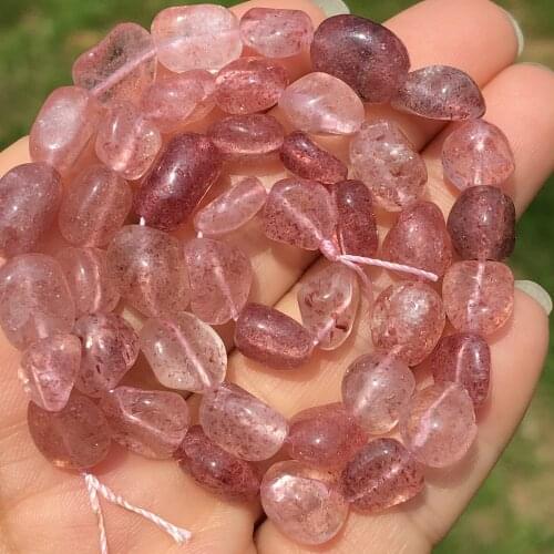 Natural Gem Irregular Strawberry Quartz Stone Bead 8-10mm Loose Spacer Beads For Jewelry Making DIY Bracelet Accessories Earring